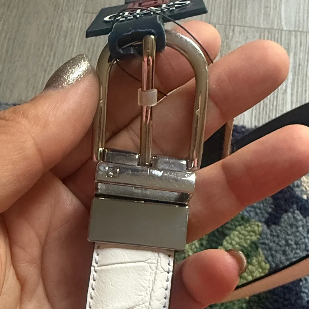 Chaps Beige and Black Leather Belt